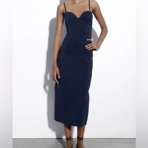 Zara Navy Midi Dress